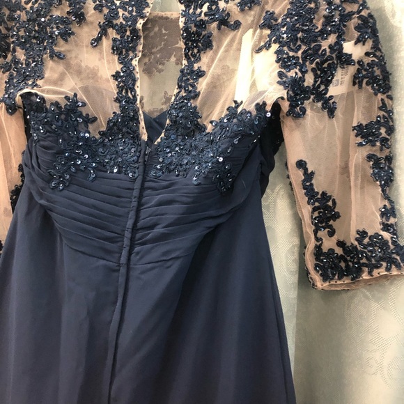 NEW Navy Blue Mother of the Bride/Groom Elegant Formal 3/4 Sleeve Dress SIZE 12 - Picture 8 of 13